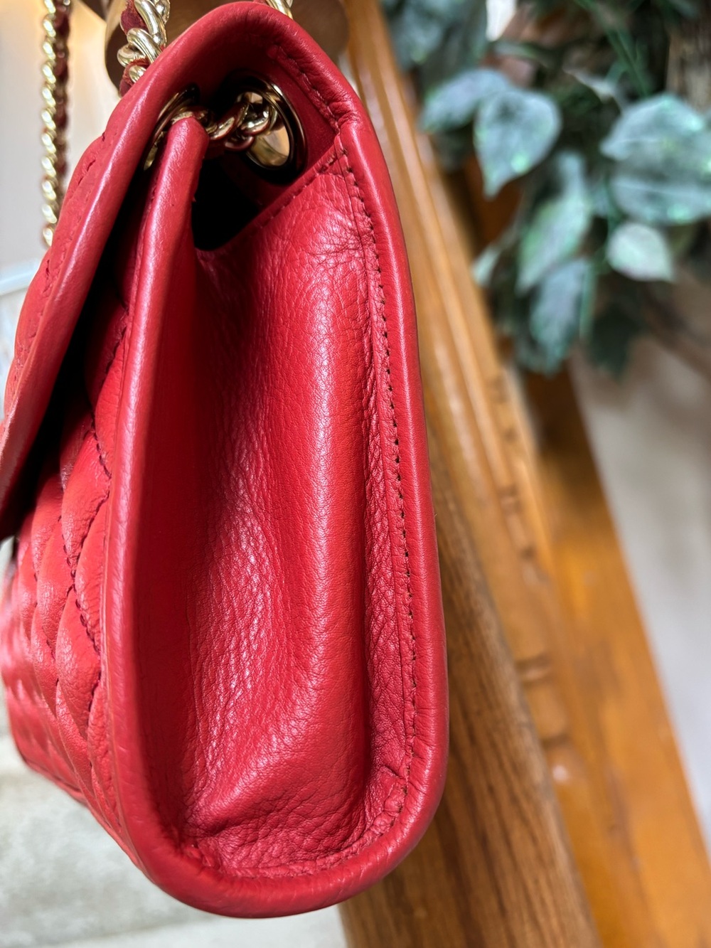 REBECCA MINKOFF Red Leather Quilted Chain Shoulder Bag - Picture 3 of 12